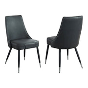 Zax/Silvano 7pc Dining Set in Black with Grey Chair